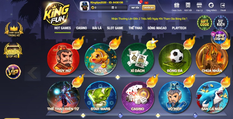 King Fun từ lâu đã trở thành người bạn đồng hành đáng tin cậy của hàng triệu game thủ đang chơi tại Việt Nam